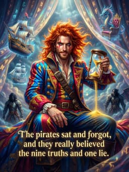 The pirates sat and forgot, and they really believed the nine truths and one lie. cover